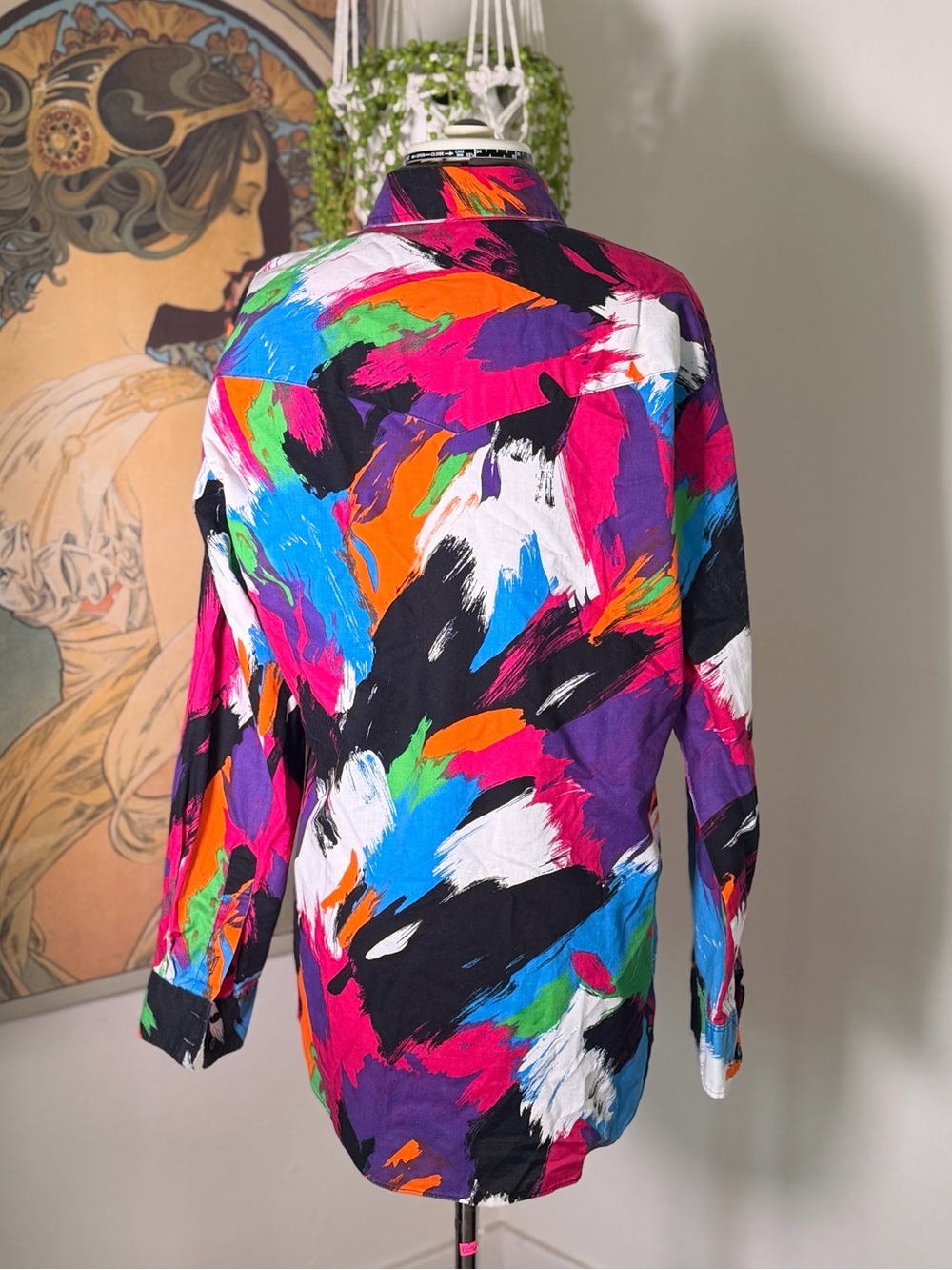 Vintage Roper multicolored neon "brushstroke" long sleeve western button down - Picture 4 of 8